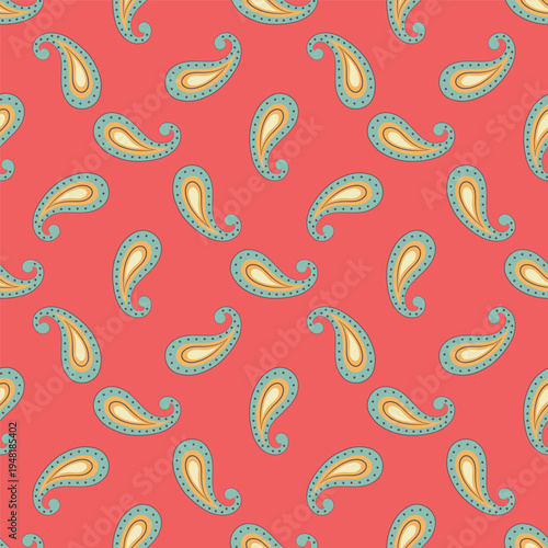 Fasion Vector Seamless Paisley Floral Pattern