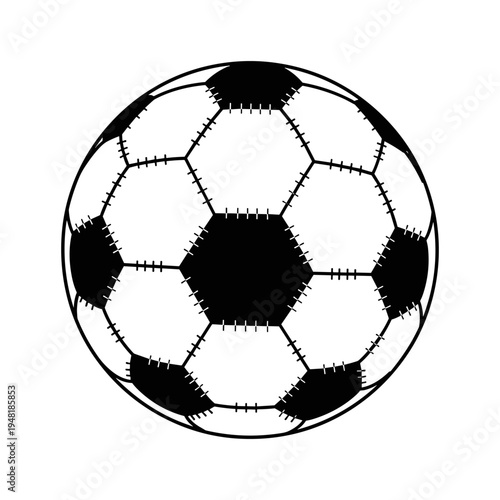 A black and white soccer ball on a plain white background