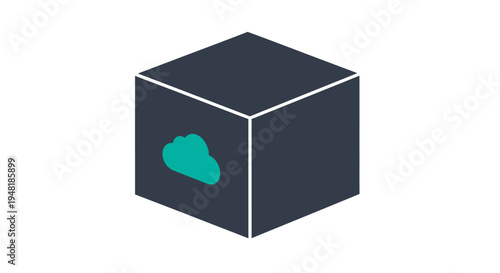 Cloud storage cube icon symbol.