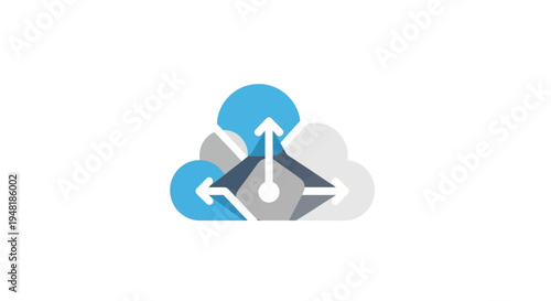 Cloud Storage Icon with Arrows and Shapes.