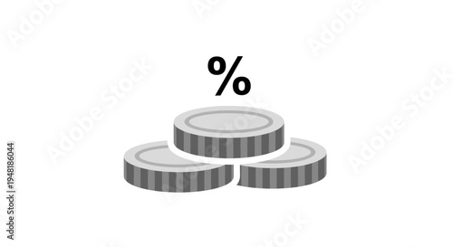 Coins Stacked with Percentage Sign Above.
