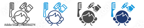 styling hair icon set multiple style