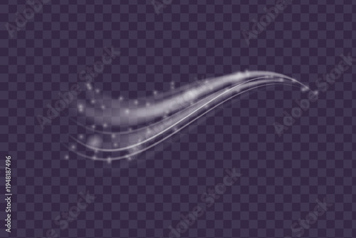 Luminous white glowing lines speed light abstract motion lines effect