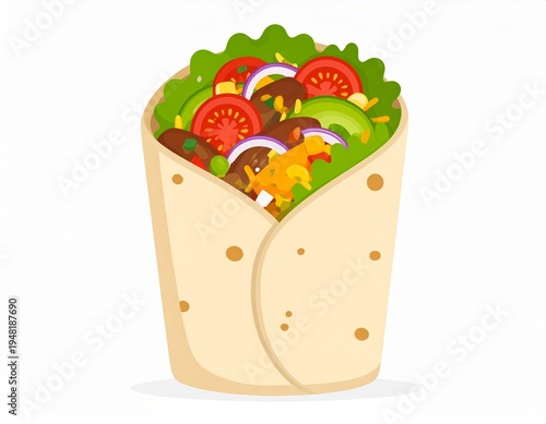 Hearty Burrito Wrap with Avocado and Grilled Meat