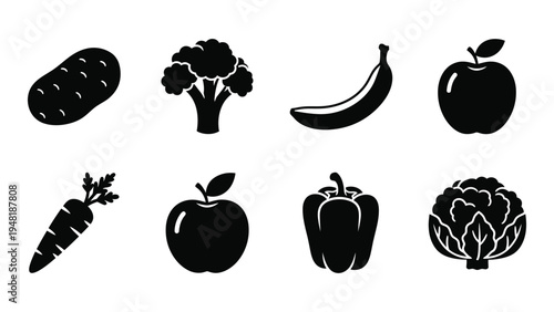 A comprehensive analysis of fresh vegetable and fruit icons for healthy eating and nutrition guidance