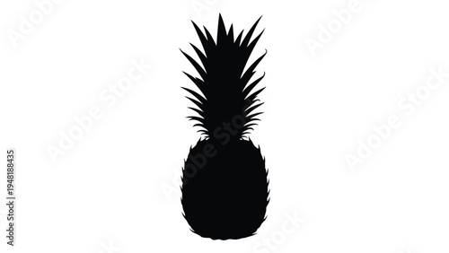 A simple yet iconic representation of a pineapple fruit in black silhouette against a clean white background
