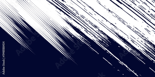 Seamless geometric pattern. Modern ornament with navy blue dotted elements. Geometric abstract pattern