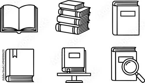 Books icons set. Linear icons.
