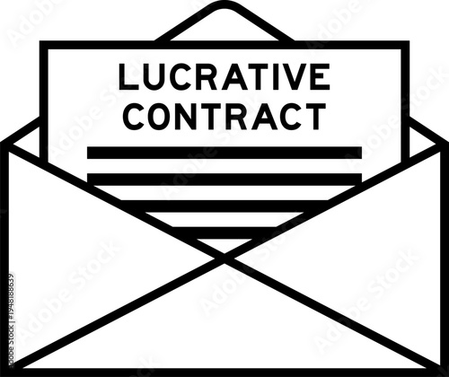 Envelope and letter sign with word lucrative contract as the headline
