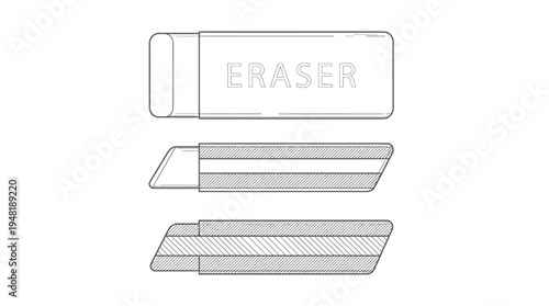 Outline of a Pencil Eraser Showing Different Views