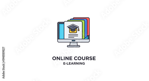 E learning online course computer screen.