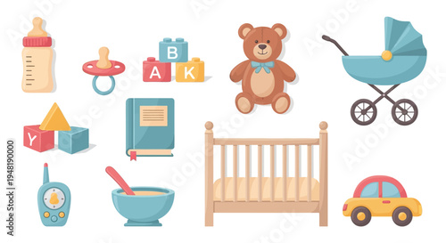 Baby Items Collection for Childcare and Infant Development