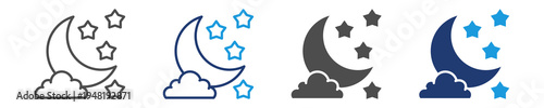 night icon set multiple style