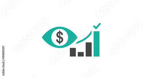 Green eye with dollar sign graph.