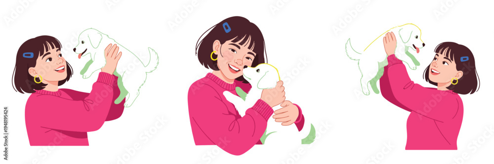 Obraz premium Farmer milking goats in a row