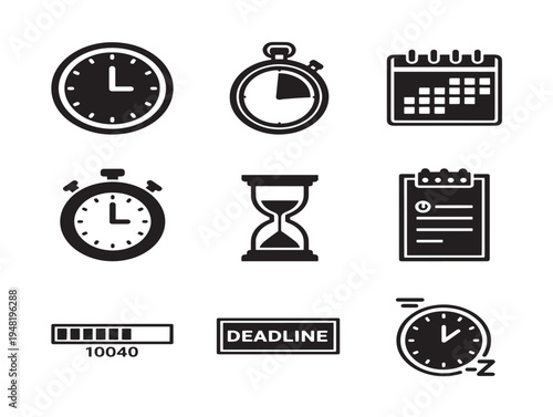 Beautiful time management icon set with professional and minimal tracking visuals