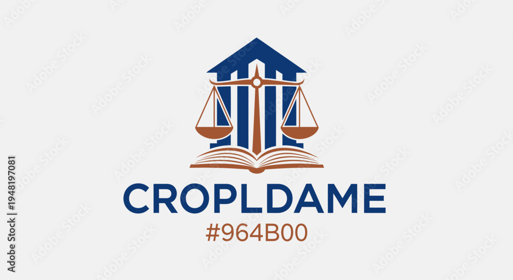 Fototapeta premium Law Scales Logo with Courthouse and Book - Legal Justice Symbol