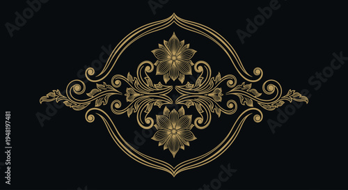 Intricate golden ornamental design element.