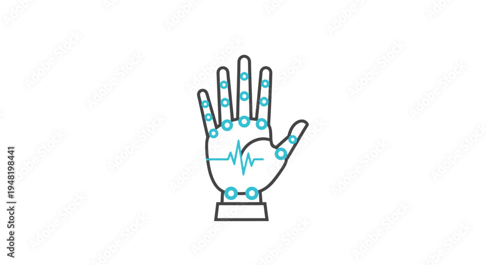 Fototapeta premium Hand with blue medical lines.