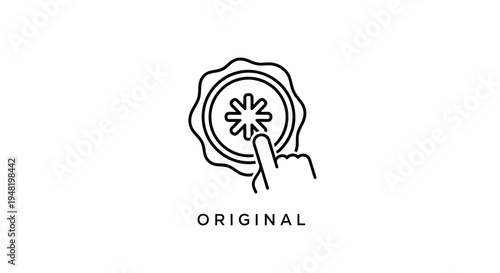 Hand pressing original seal button icon.