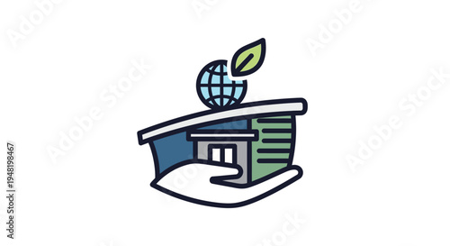 Hand holding eco friendly house globe.