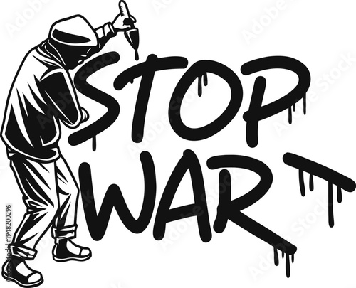 Stop War Message Urban Street Art Style 