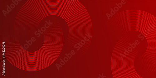 Abstract red background with glowing curve lines. Modern shiny red gradient geometric circle lines pattern. Futuristic concept. Suit for banner, brochure, poster, presentation, cover, website
