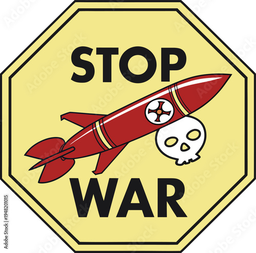 War Stop Sign Illustration