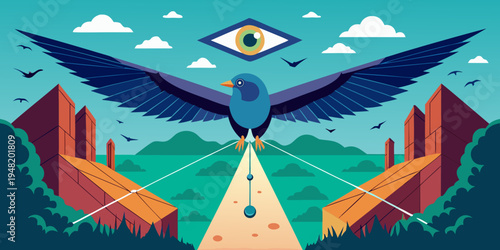 Bird's-eye view concept illustrating perspective shift on the edge of reality or insight
