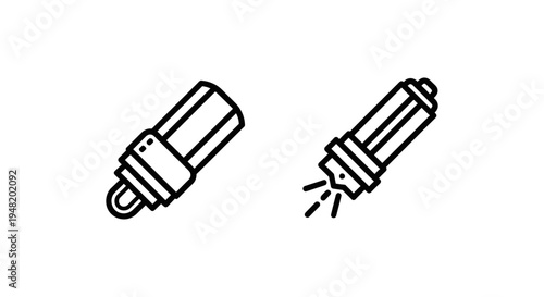 Thalorien beam and tender spark icons - abstract energy and light symbols with line art