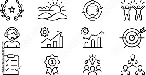 Black line of business and achievement concepts