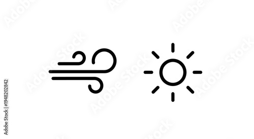 Sunny day with wind icon, symbolizing weather forecast and climate change