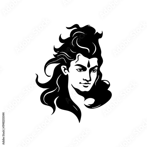Lord Shiva Face Vector Illustration