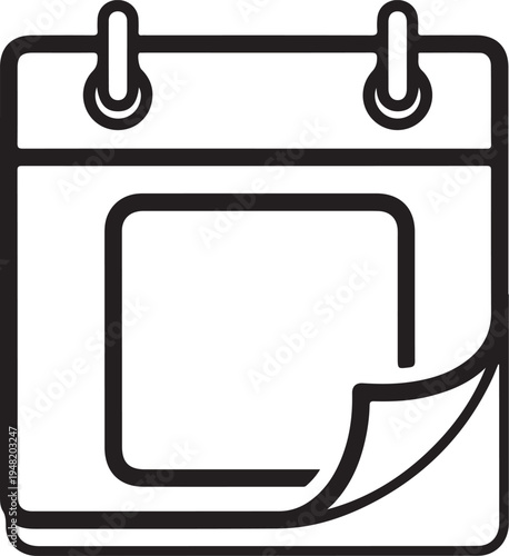 Modern calendar icon with flipped page corner design representing schedule planning time management and event appointment on transparent background