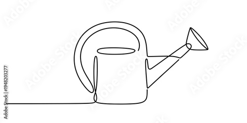 Minimalist continuous line drawing of a garden watering can on a clean white background design Vector, illustration