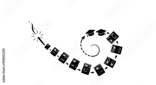 black camera film strip with spark effect