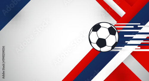 Football Soccer Championship Tournament Background with Dynamic Red Blue and White Abstract Shapes