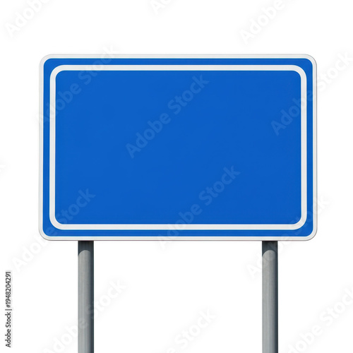 Blank blue road sign isolated on transparent background