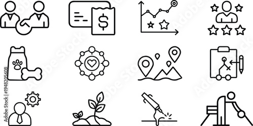 Black line of business and finance concepts