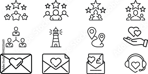 Black line of people communication and love