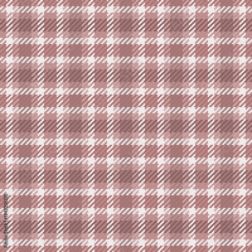 Windowpane fabric pattern check, apparel plaid textile background. Hipster tartan seamless texture vector in white and rosy brown colors.
