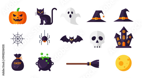 Halloween symbols and icons set