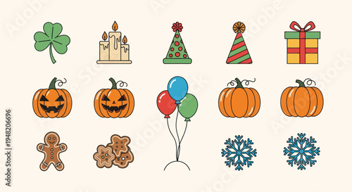 Holiday icons celebrations and events