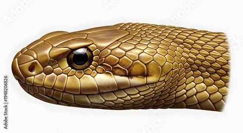 Detailed Close Up Illustration of a Snake Head with Scales.