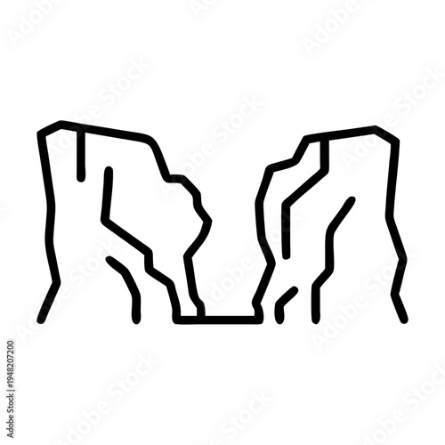 Vector illustration of two black cliffs or canyon walls
