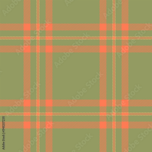 Print textile fabric check, linear vector texture background. Fade pattern tartan seamless plaid in lime and coral colors.