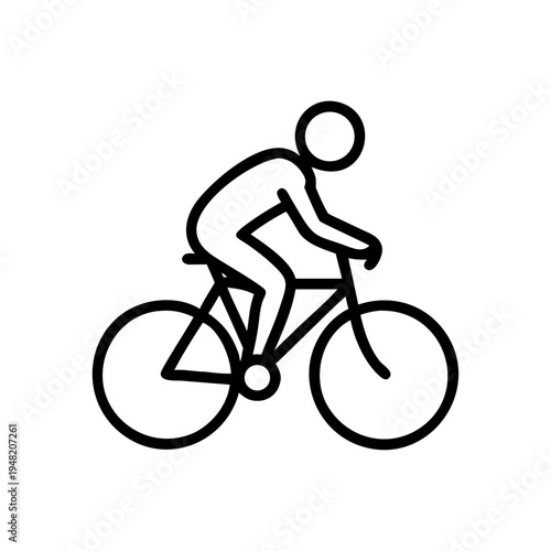 Vector illustration of a person riding a bicycle in black line art
