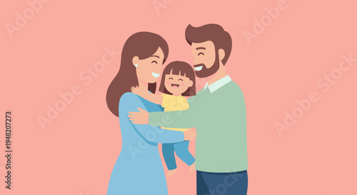 Happy Family With Little Child Together.