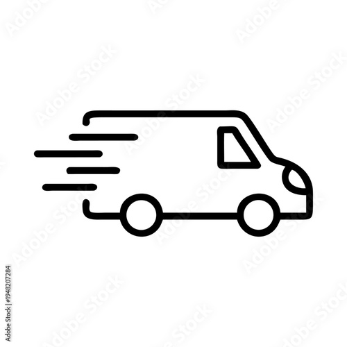 Vector delivery van icon, speeding delivery truck symbol