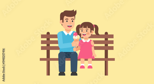 Man and little girl sitting together.